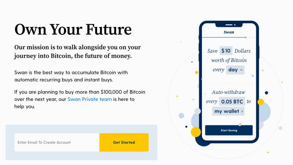 swanbitcoin allows to set up a Bitcoin savings account by setting up automatic recurrent buys